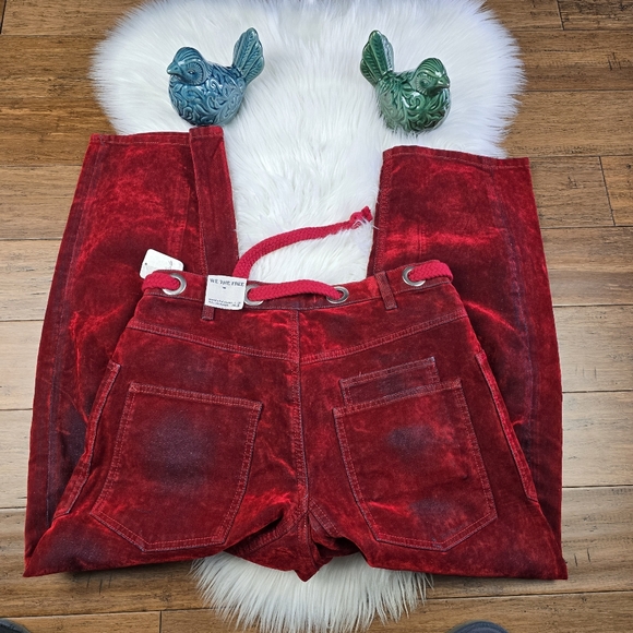 We The Free RARE Red Rio Flocked Moxie Barrel Jeans 28 - Picture 9 of 14